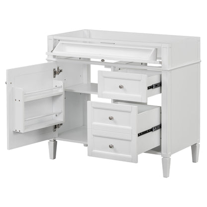 Bathroom Vanity Without Top Sink, Modern Bathroom Storage Cabinet With 2 Drawers And A Tip-Out Drawer, Frame (Not Include Basin Sink) - White