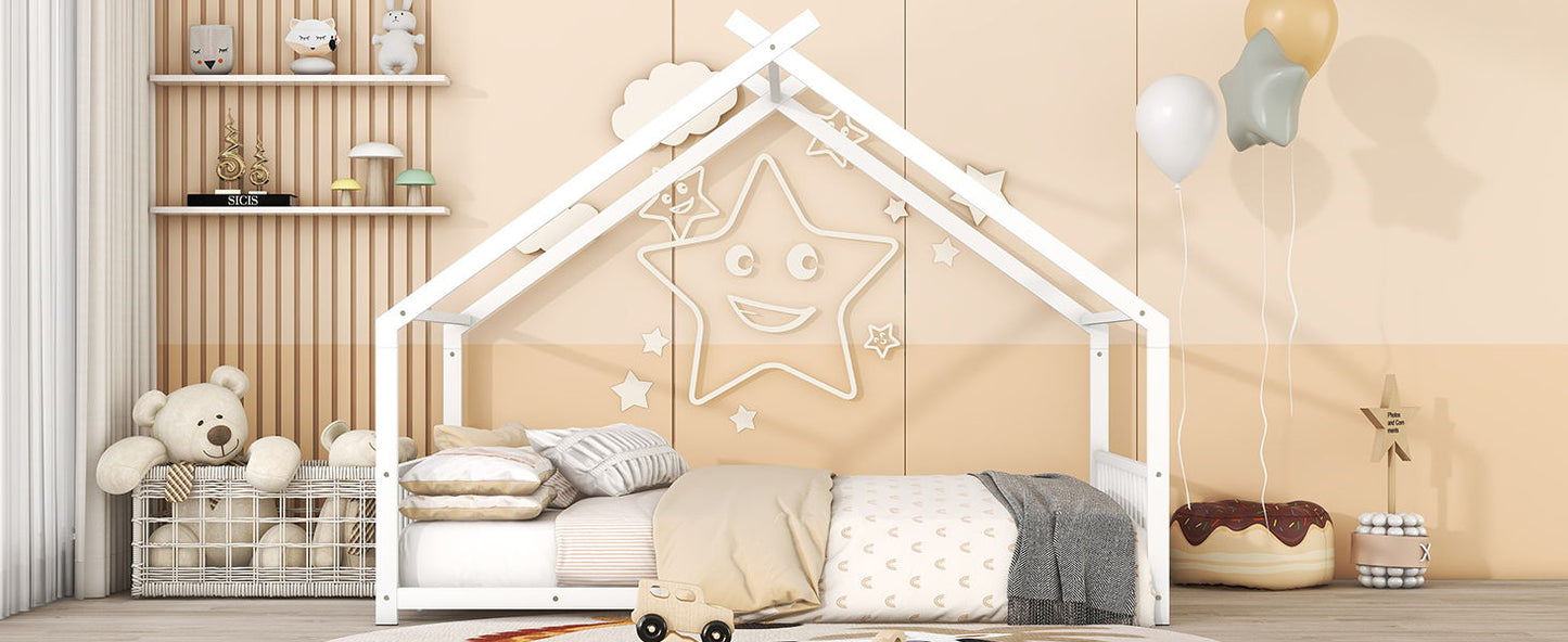 Full Size House Bed - White