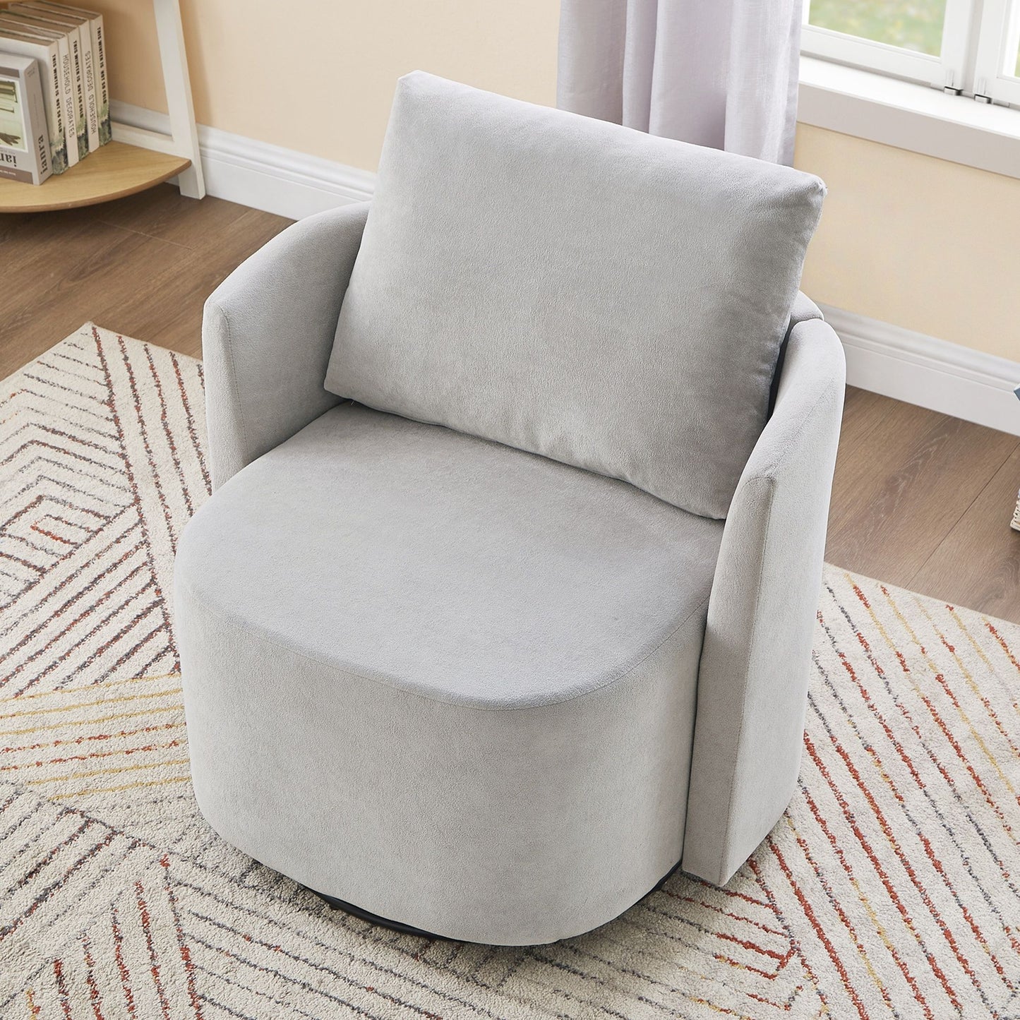 Modern 360ÔøΩÔøΩ Swivel Accent Barrel Armchair Chenille, Upholstered With Curved Design For Living Room, Bedroom, Office, And Hotel - Gray