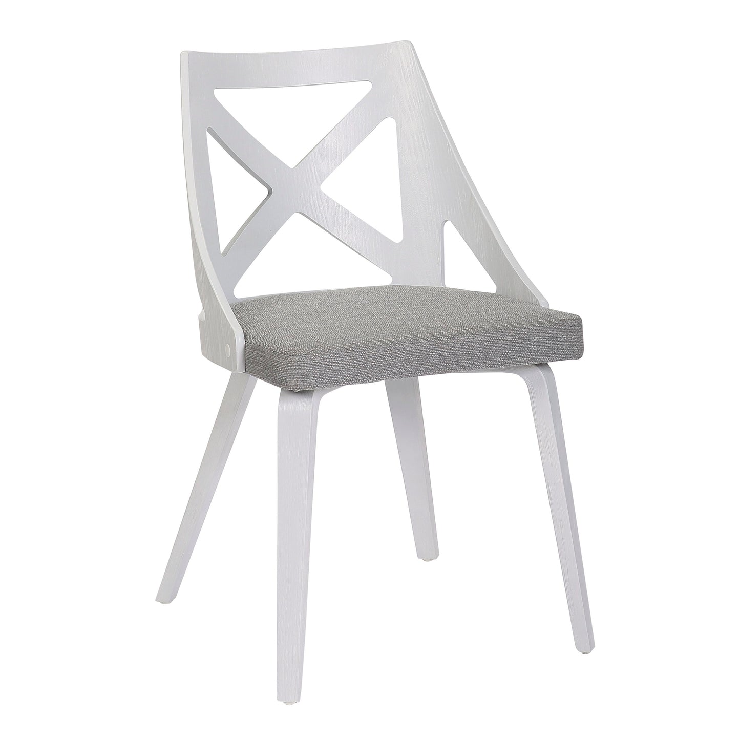 Clara Charlotte - 3 Piece Round Dinette Set With Rounded Top - White / Light Gray