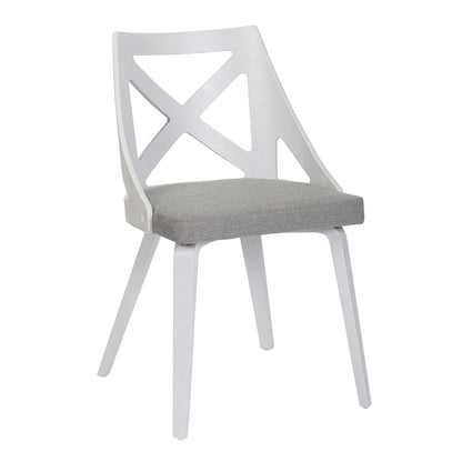 Clara Charlotte - 3 Piece Round Dinette Set With Rounded Top - White / Light Gray