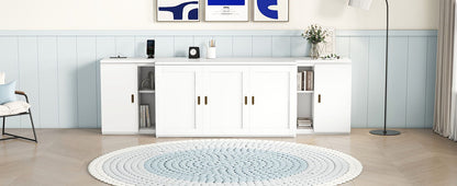 Queen Size Murphy Bed With Shelves, Cabinets And USB Ports - White