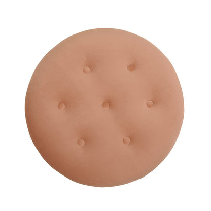 Yolanda - Round Upholstered Accent Ottoman - Peach Orange / Gold