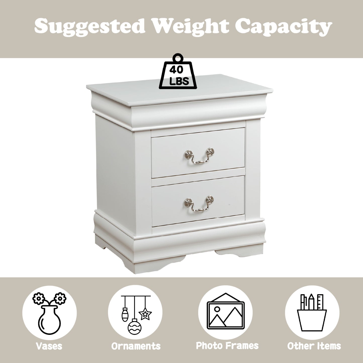 Louis Philippe - Nightstand - White