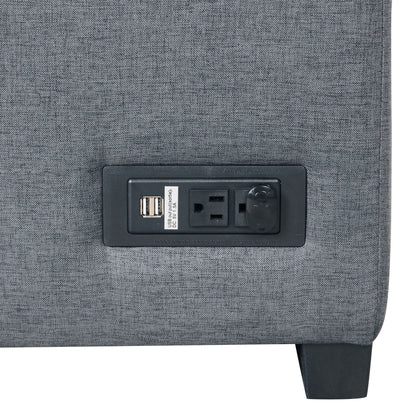 Sleeper Sectional Sofa, L-Shape Corner Couch Sofa - Bed With Storage Ottoman & Hidden Arm Storage & USB Charge For Living Room Apartment - Dark Gray