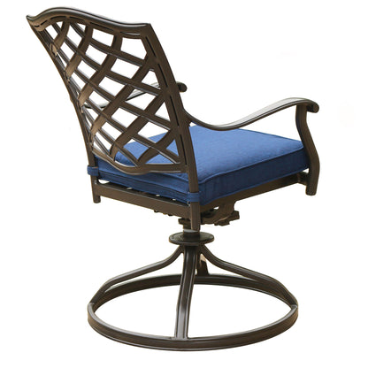Outdoor Patio Aluminum Swivel Rocker Dining Chair With Cushion (Set of 2) - Navy Blue