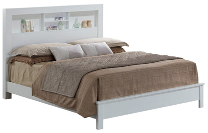 Queen Bed Stylish Transitional - White