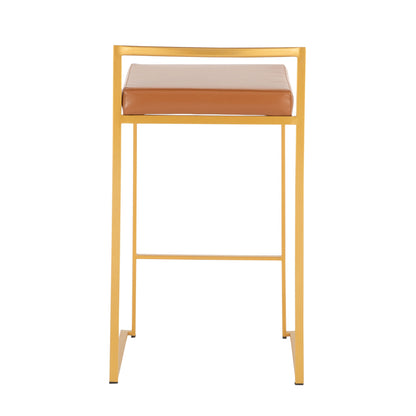 Fuji - Contemporary Stackable Counter Stool (Set of 2) - Gold / Camel