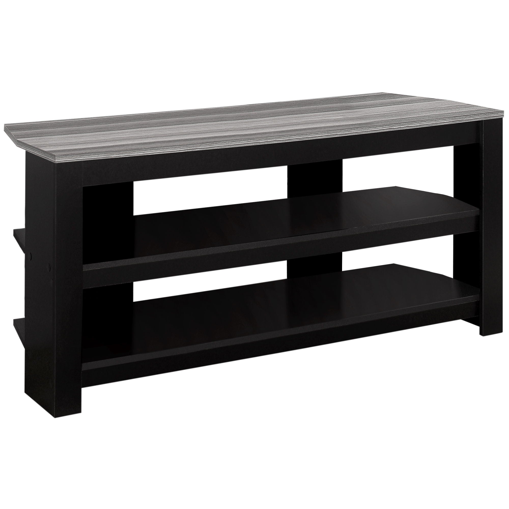 TV Stand, Console, Media Entertainment Center, Storage Shelves, Contemporary & Modern - Black