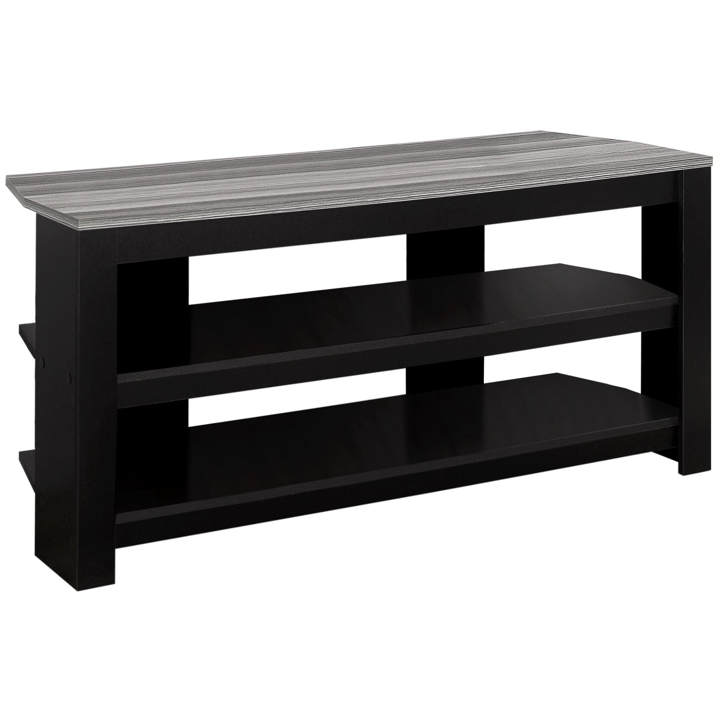 TV Stand, Console, Media Entertainment Center, Storage Shelves, Contemporary & Modern - Black