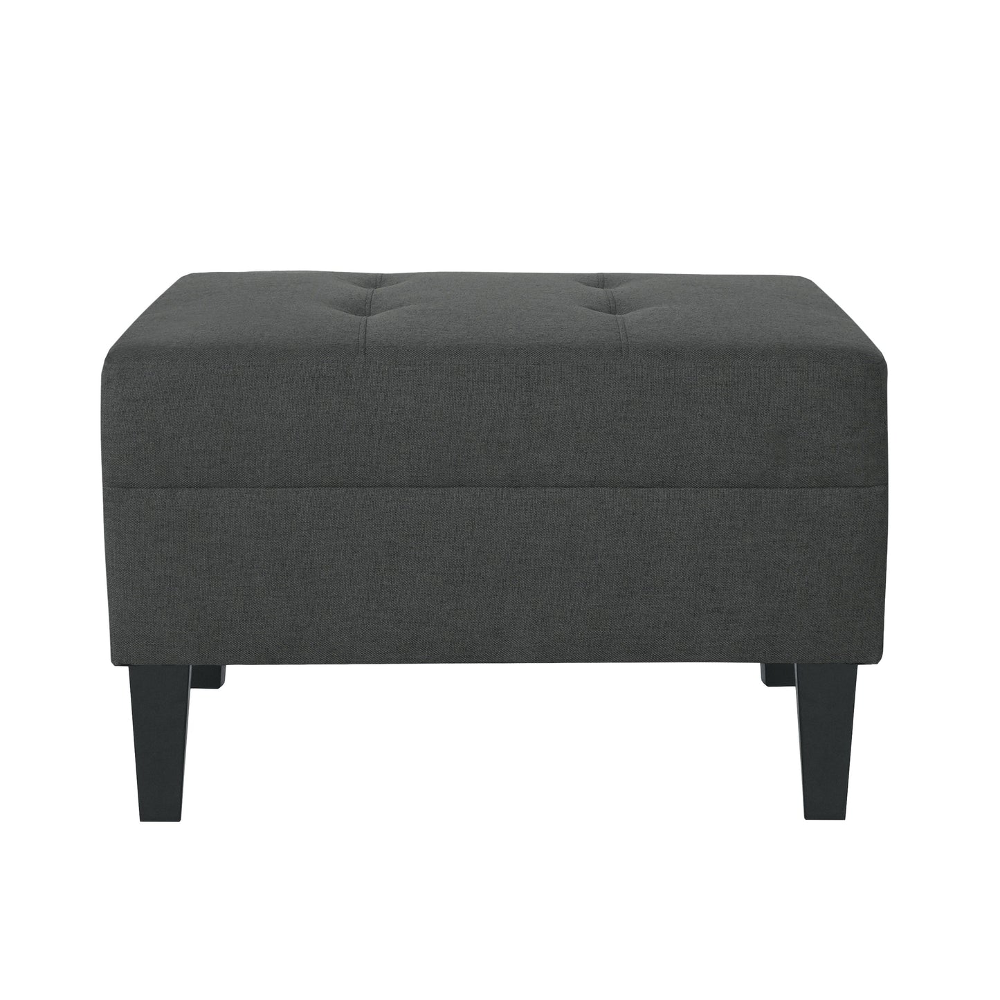 Classic Fabric Ottoman With Birch Wood Legs And High Quality Foam Padding - Dark Gray