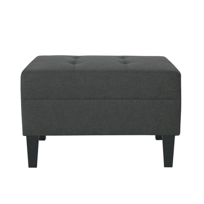 Classic Fabric Ottoman With Birch Wood Legs And High Quality Foam Padding - Dark Gray