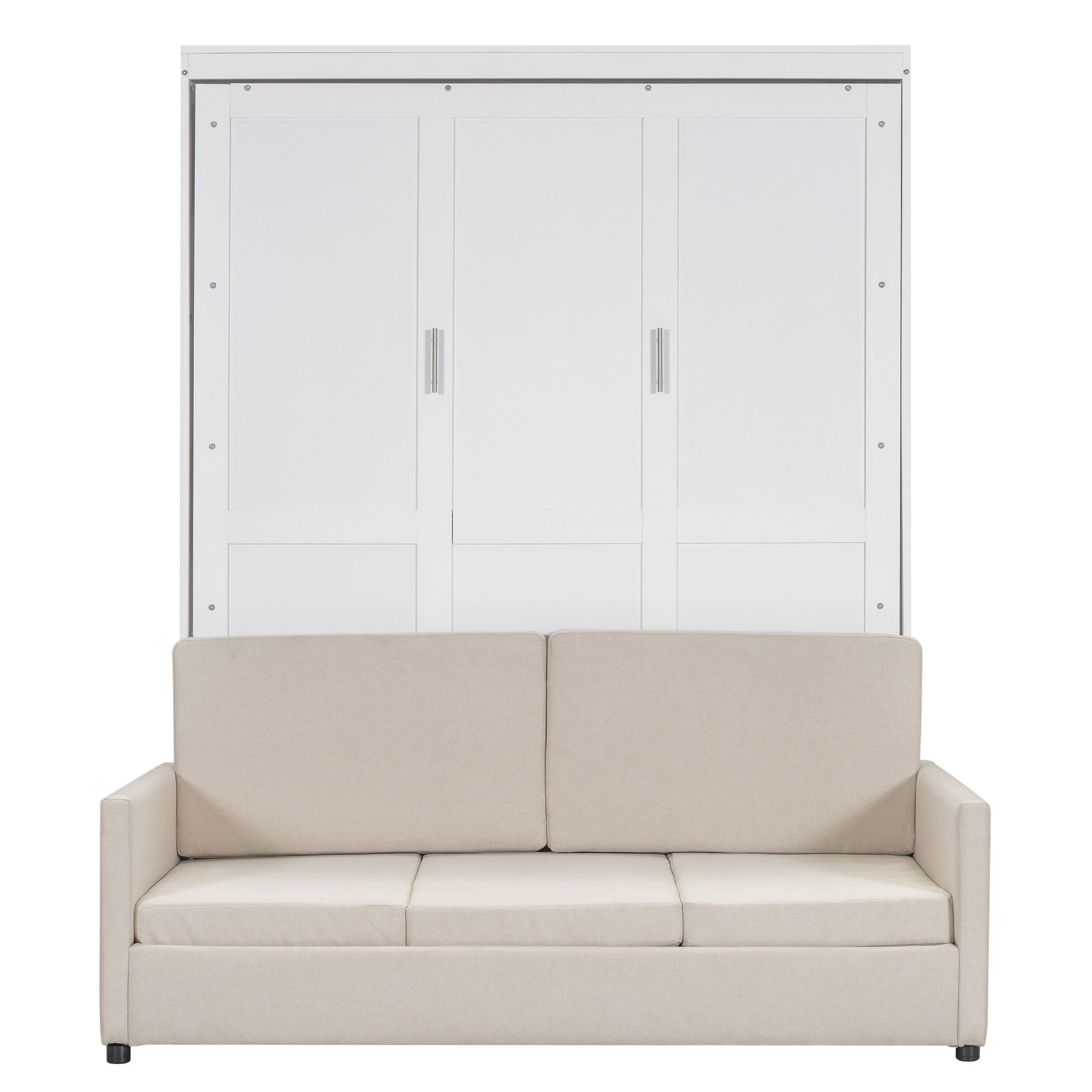 Queen Size Murphy Wall Bed With Cushion - White