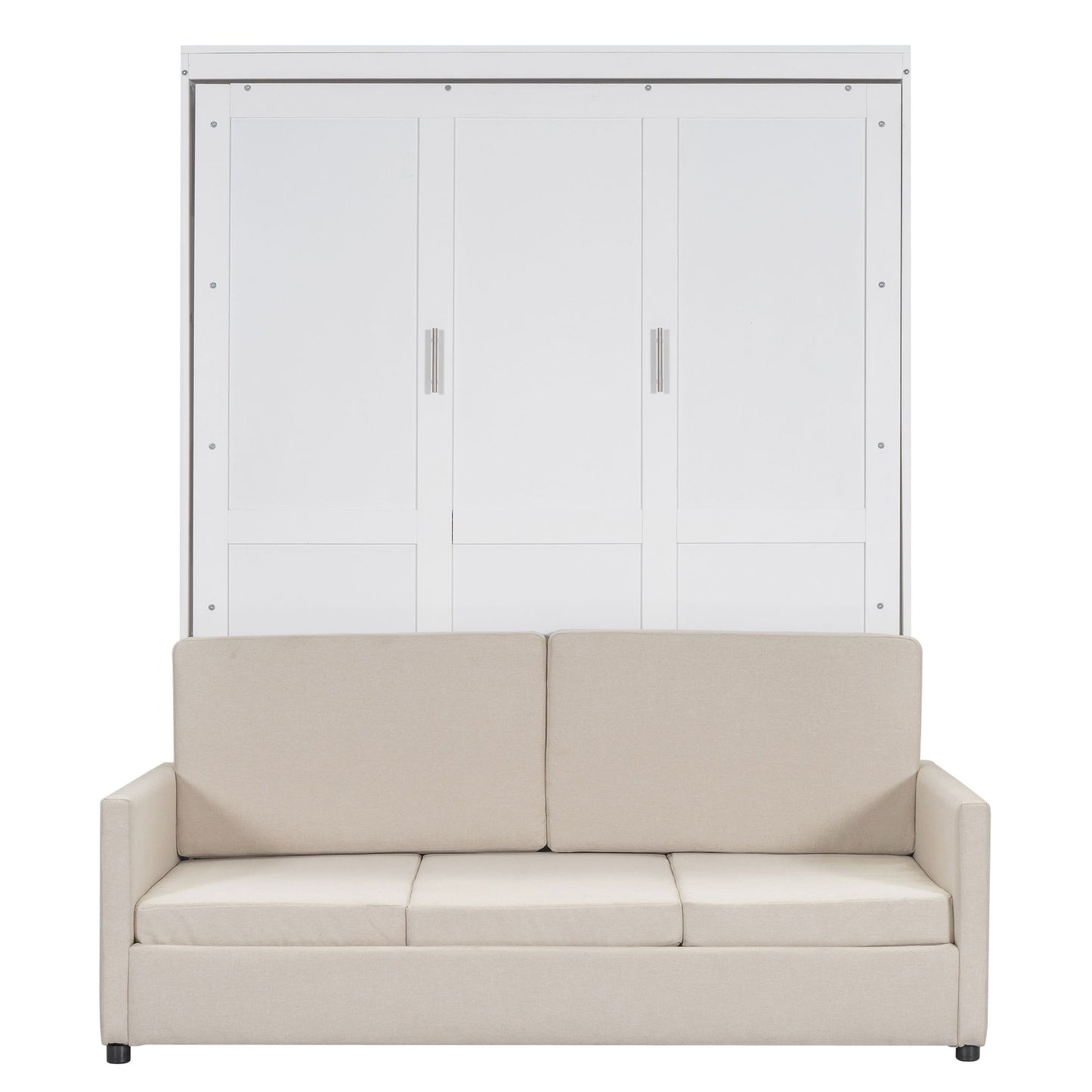Queen Size Murphy Wall Bed With Cushion - White