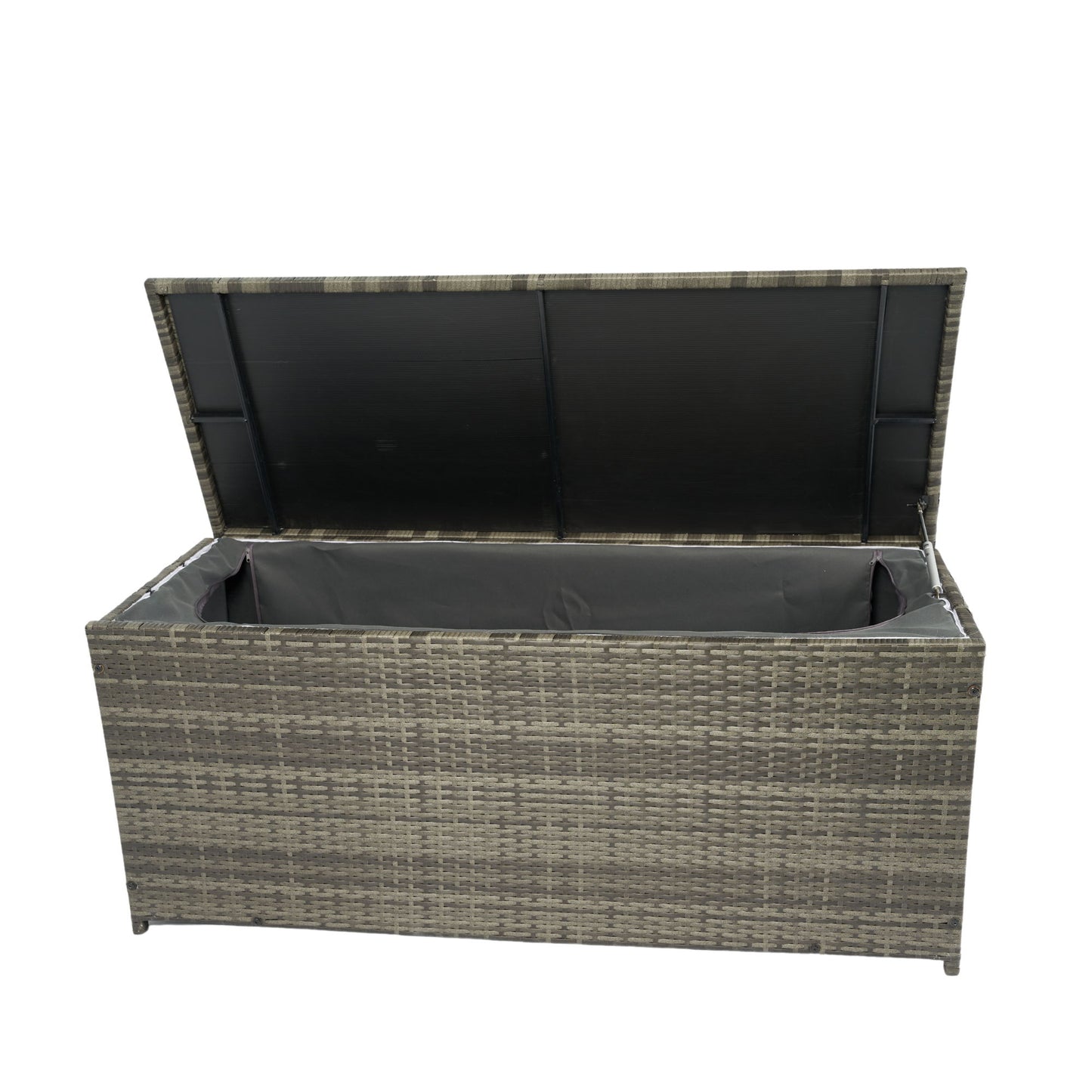 Outdoor Storage Box, 113 Gallon Wicker Patio Deck Boxes With Lid, Outdoor Cushion Storage For Kids Toys, Pillows, Towel, Wicker - Gray