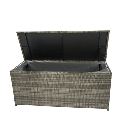 Outdoor Storage Box, 113 Gallon Wicker Patio Deck Boxes With Lid, Outdoor Cushion Storage For Kids Toys, Pillows, Towel, Wicker - Gray