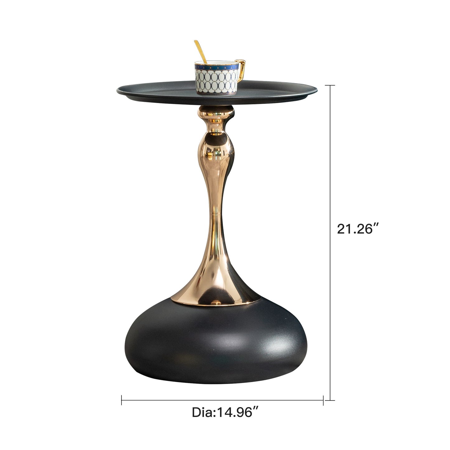 Modern Round Side Table For Small Spaces With Carbon Steel Construction - Black
