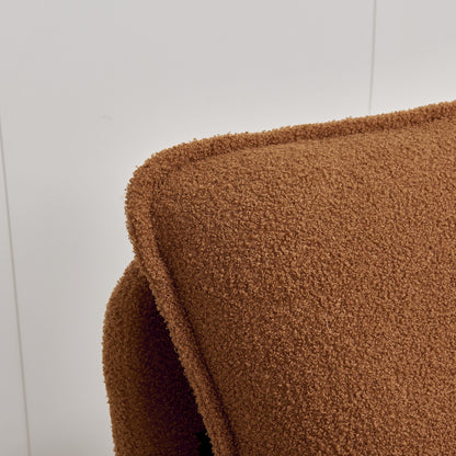 Modern Sherpa Upholstered Accent Chair, Comfortable Living Room Armchair, Lounge Chair For Bedroom, And Office - Orange