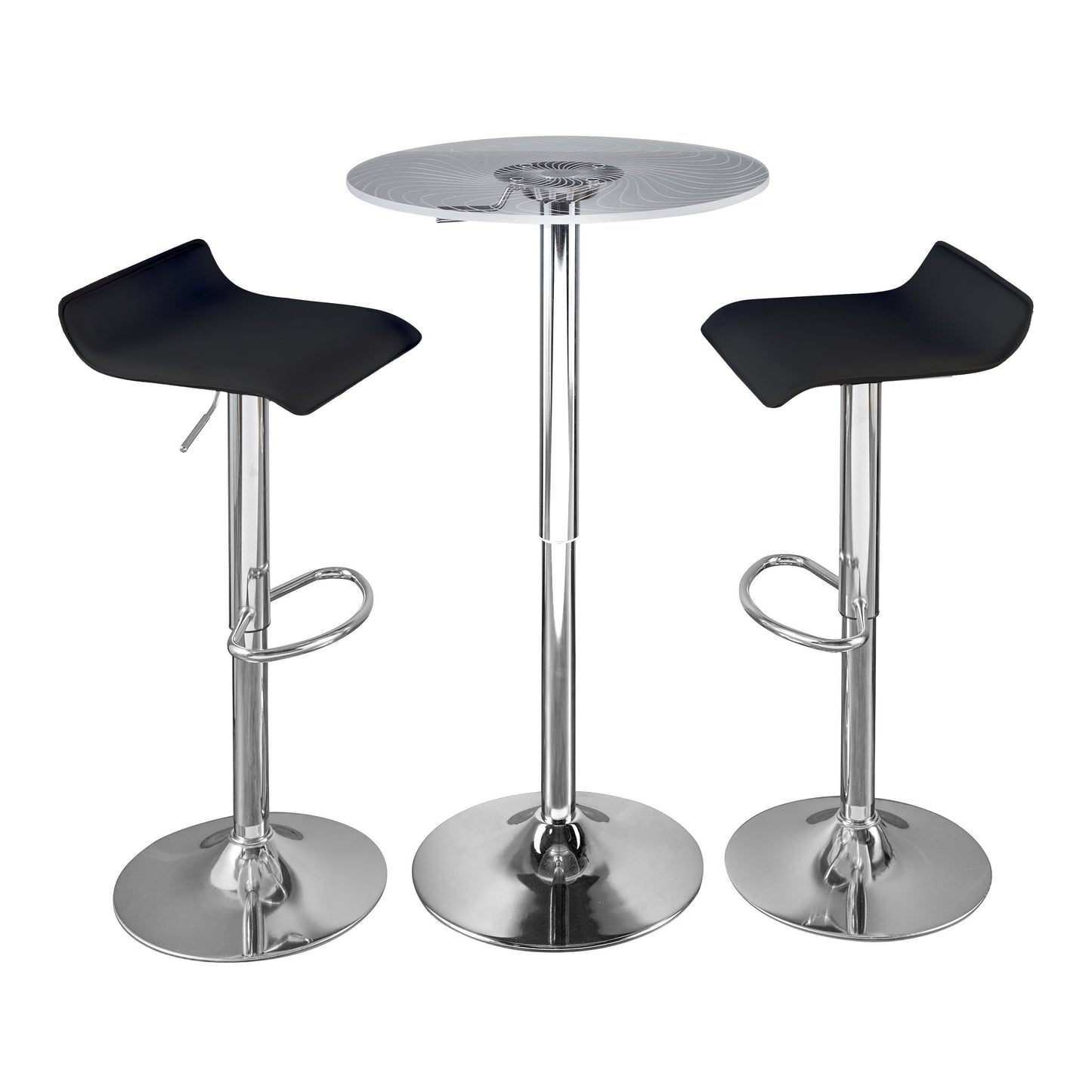 Spyra Ale - 3 Piece Contemporary Adjustable Bar With Light Up Set - Chrome / Clear / Black