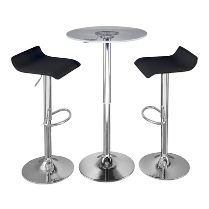 Spyra Ale - 3 Piece Contemporary Adjustable Bar With Light Up Set - Chrome / Clear / Black