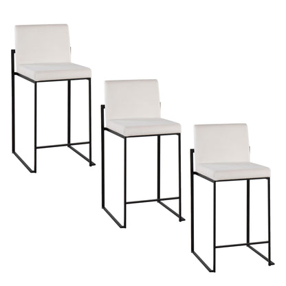 Fuji - Contemporary High Back Counter Stool (Set of 3) - White / Black
