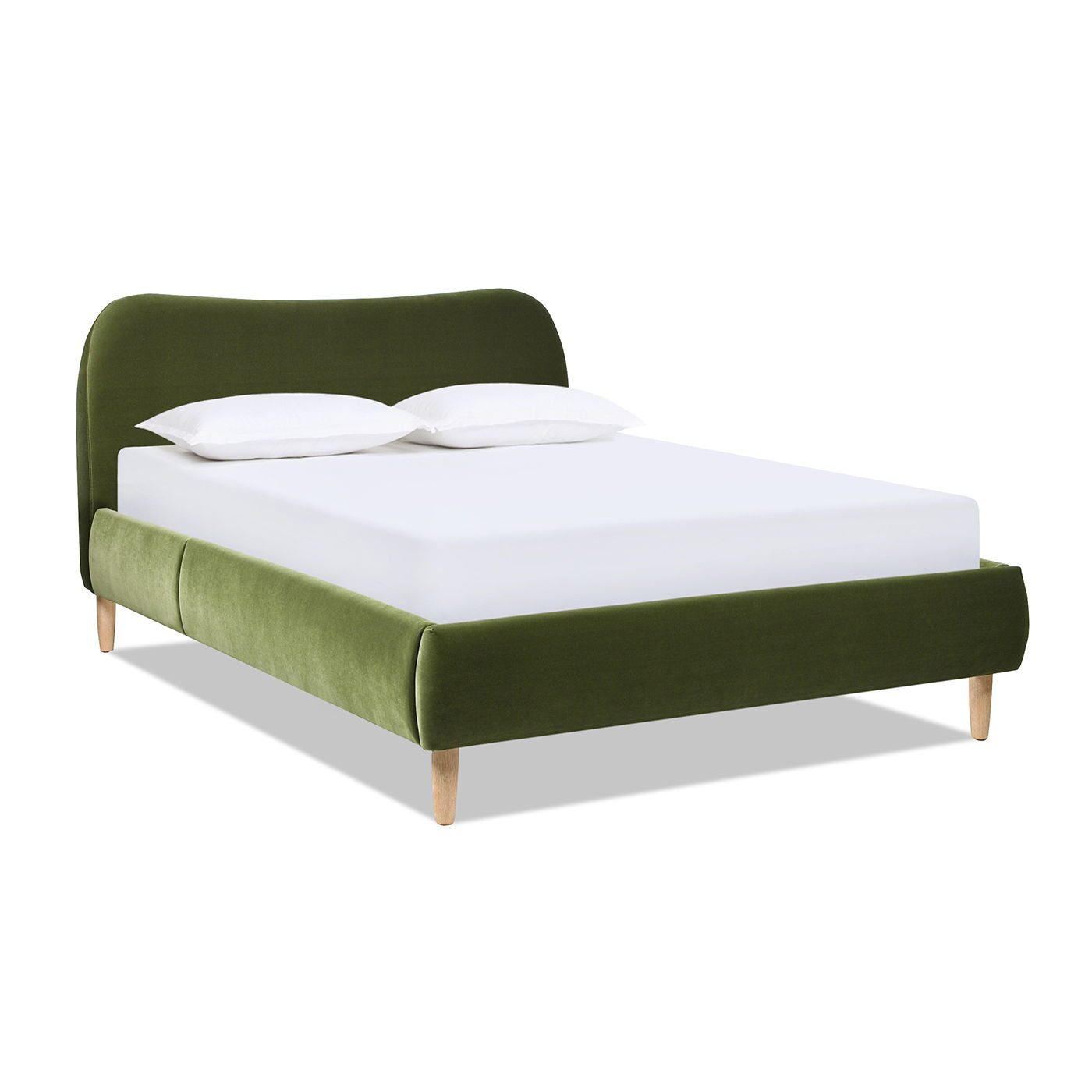 Roman - Queen Curved Headboard Upholstered Platform Bed - Olive Green