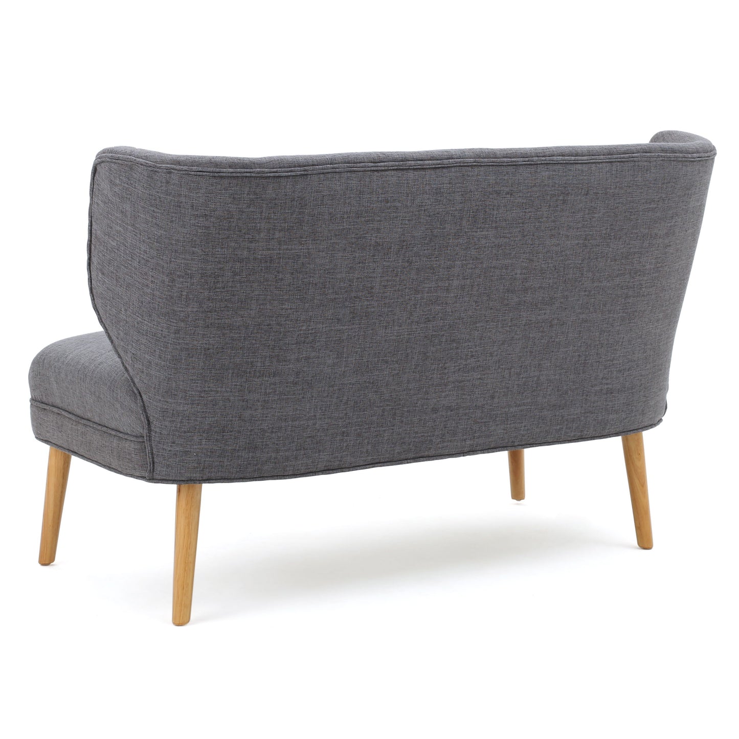 Classic Upholstered Loveseat With Curved Backrest - Gray