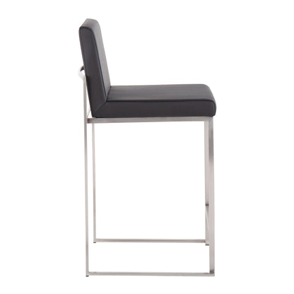 Fuji - Contemporary, High Back Barstool (Set of 3) - Black