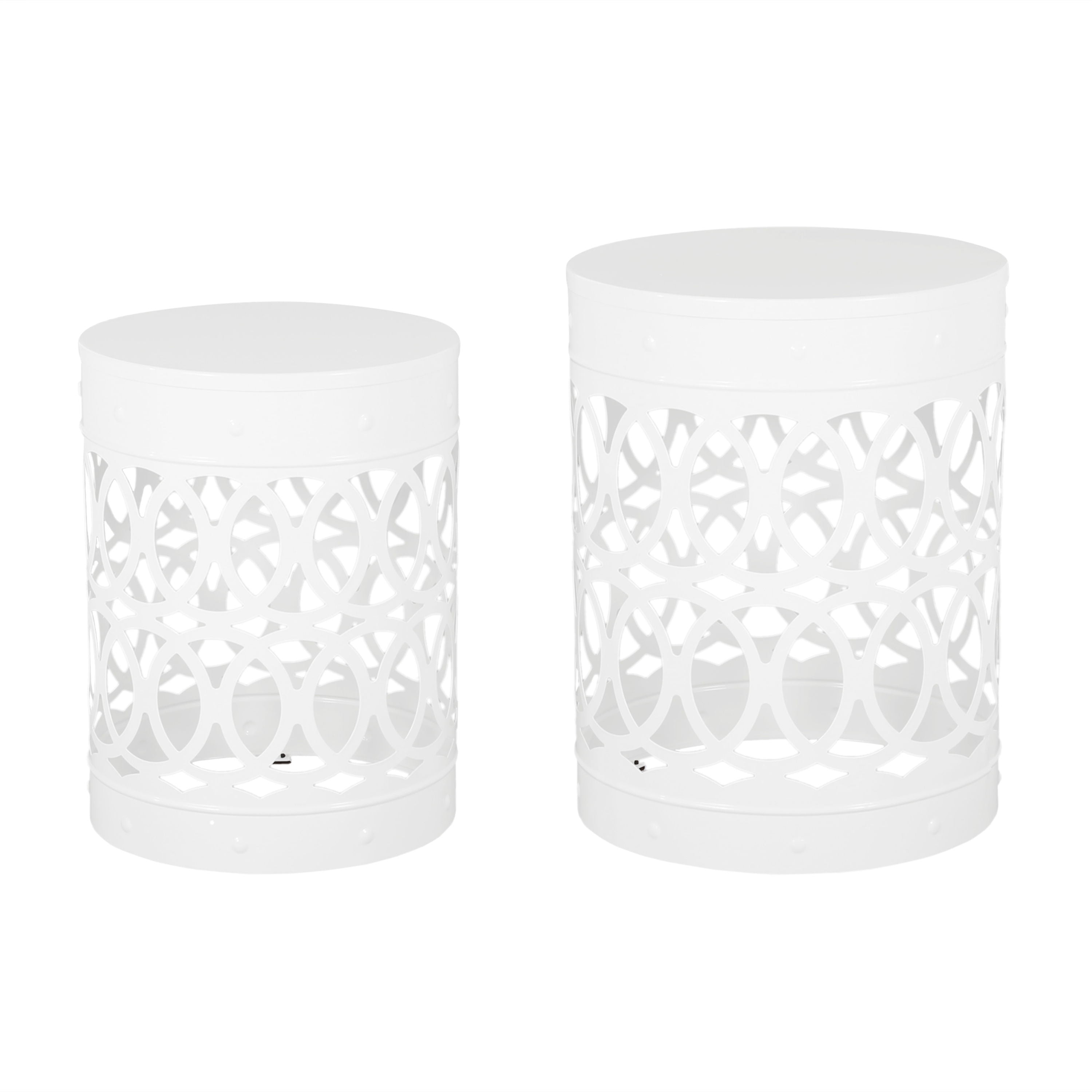 Outdoor Metal (Set of 2) End Table - White
