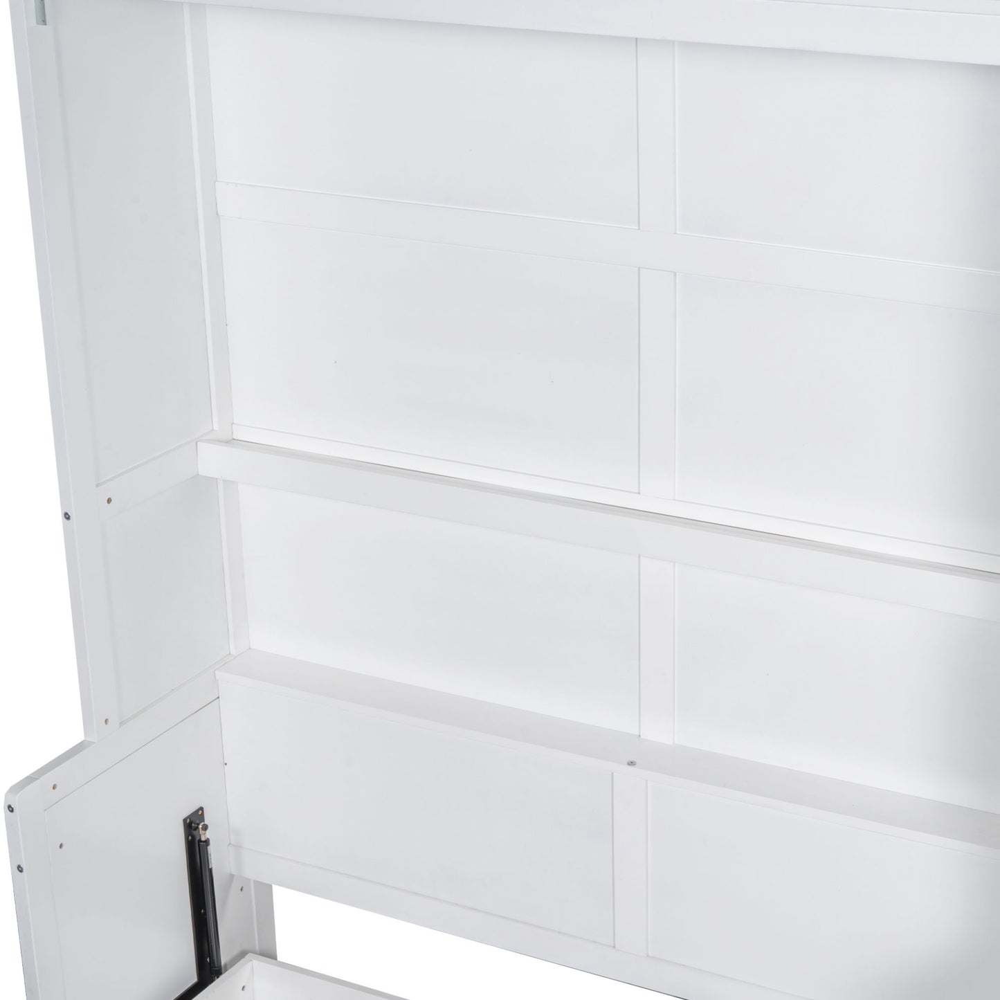Queen Size Murphy Wall Bed With Closet, Space Saving Design - White