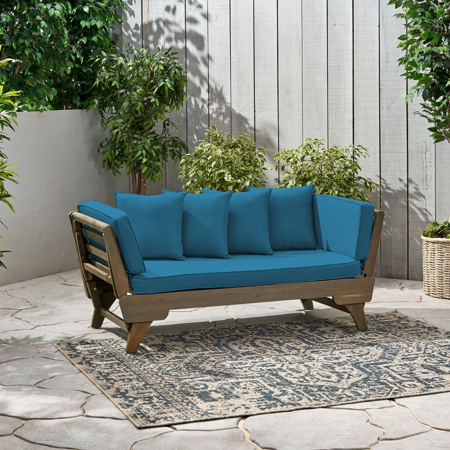 Ottavio - Convertible Sofa Daybed With Water Resistant Cushions - Gray / Teal