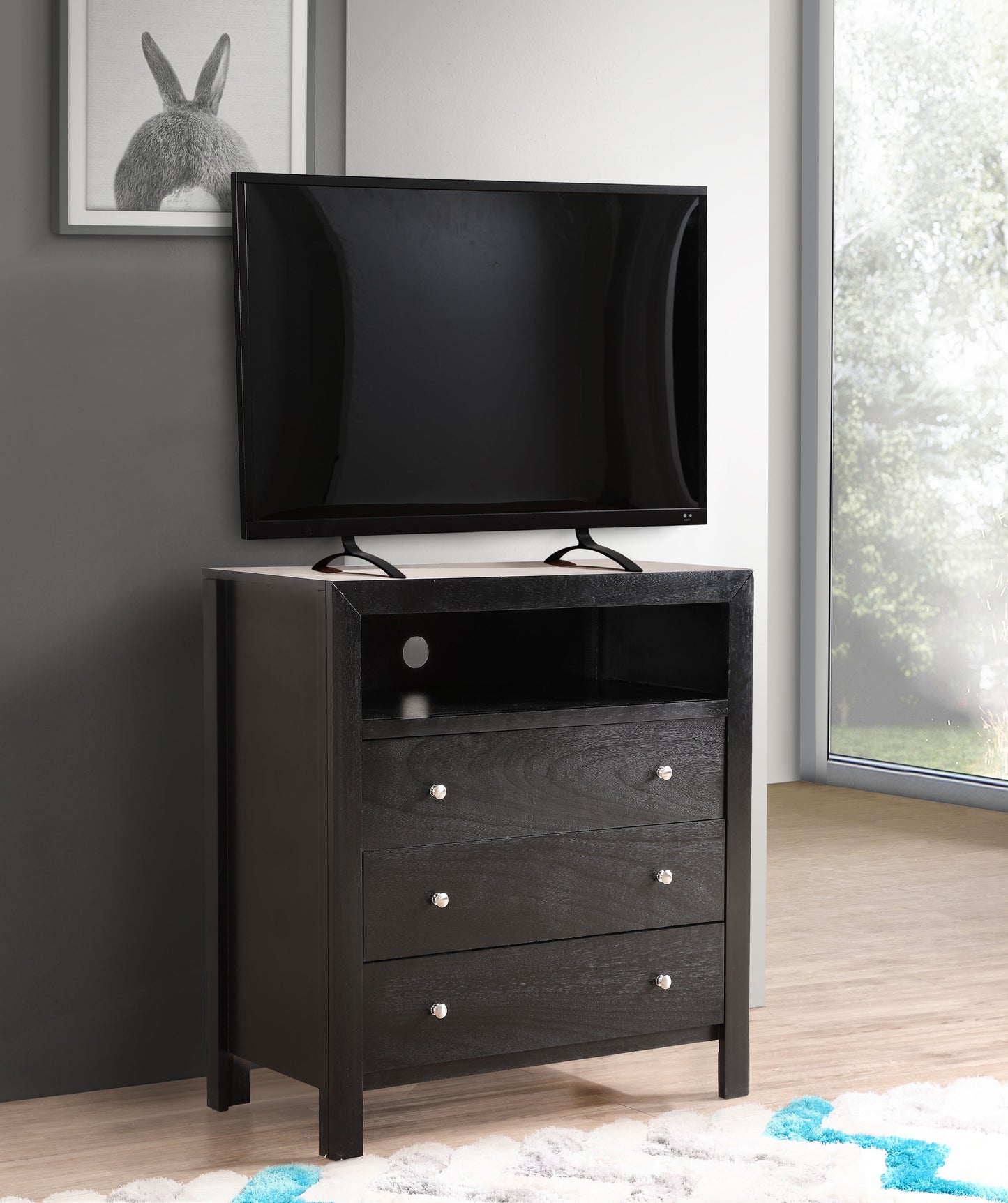 Elegant Transitional Media Chest - Black