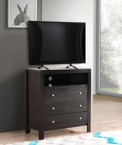 Elegant Transitional Media Chest - Black