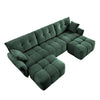 Elegant Textured 3 Seater Sofa Set With Ottoman And Throw Pillows Frame - Green