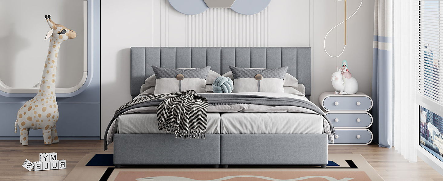 King Size Upholstered Platform Bed With A Hydraulic Storage System - Gray
