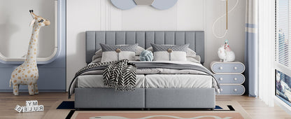 King Size Upholstered Platform Bed With A Hydraulic Storage System - Gray