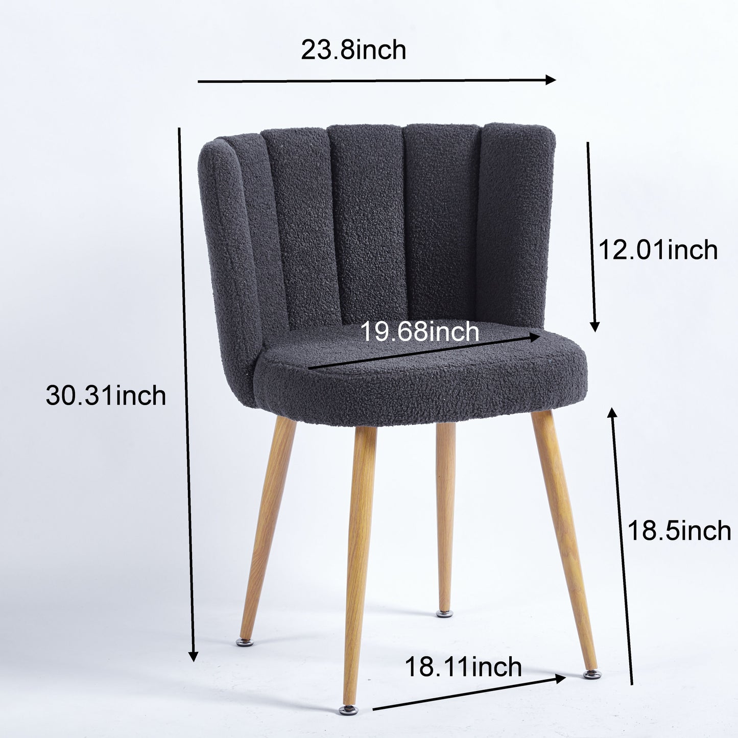 Modern Dining Chair (Set of 2) With Iron Tube Wood Color Legs, Shorthair Cushions And Comfortable Backrest, Suitable For Dining Room, Living Room, Cafe, Simple Structure - Gray