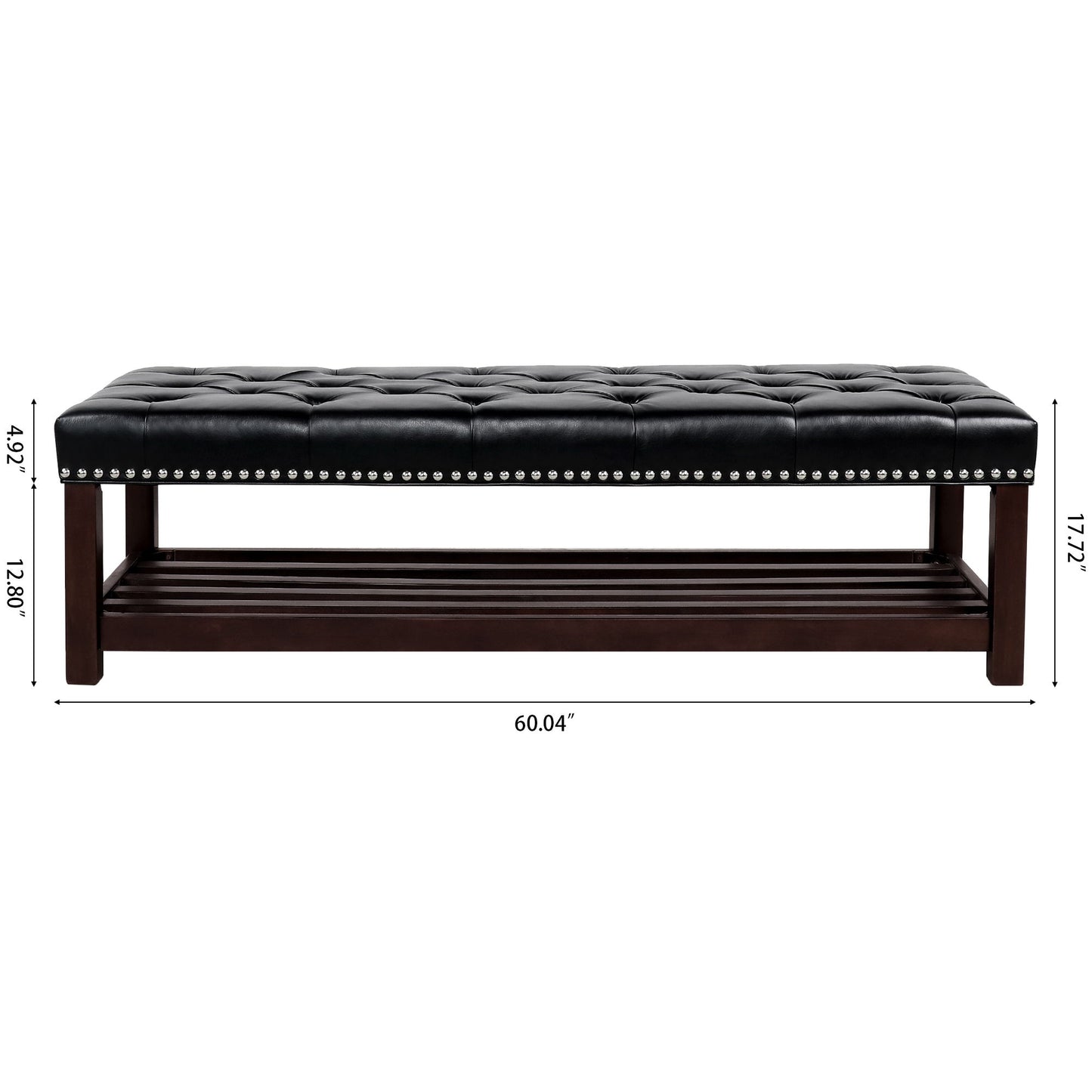 Wooden Base Upholstered Bench For Bedroom For Entryway - Black