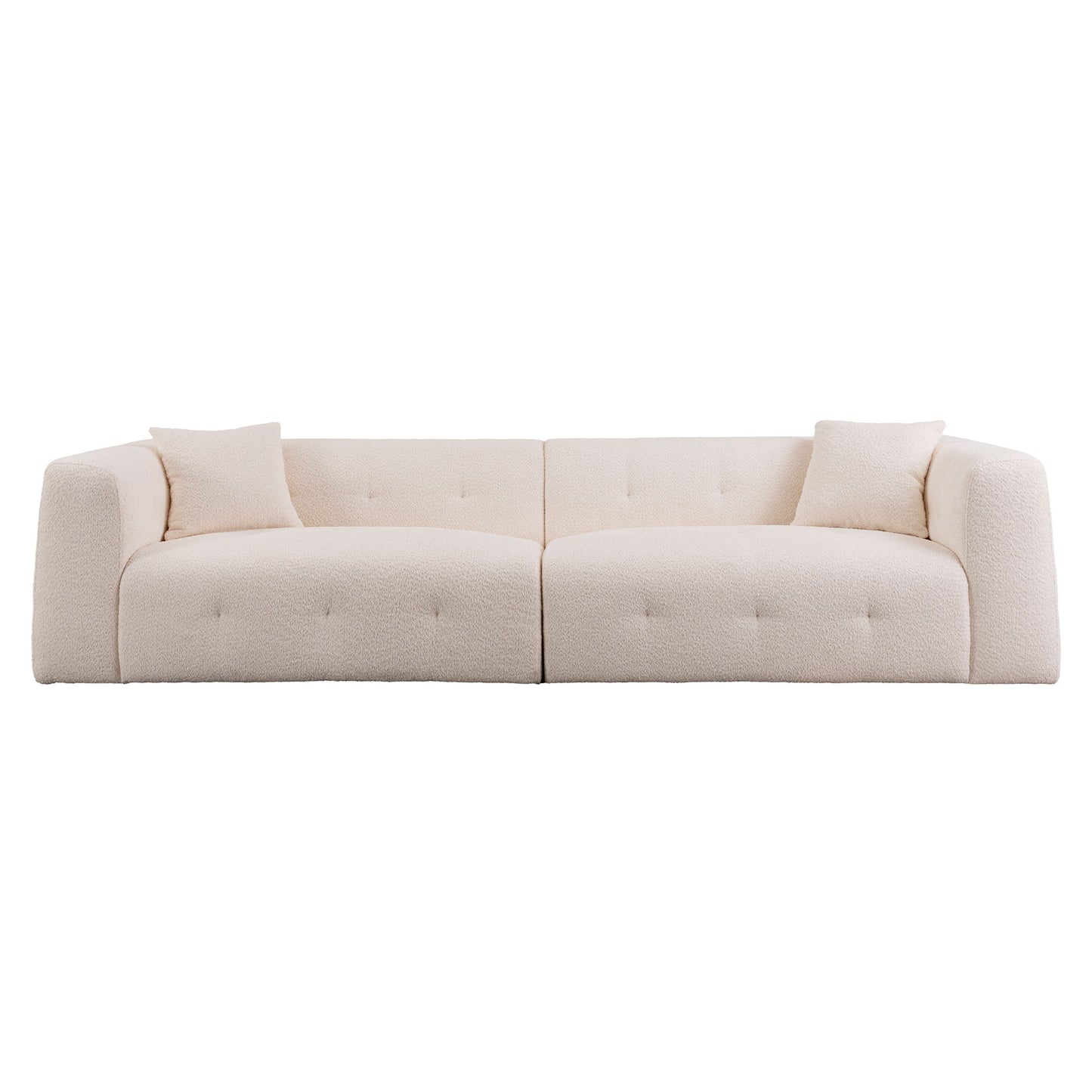 Stylish Sofa With Square Design And Thick Handrailing For Living Room Or Office - Beige