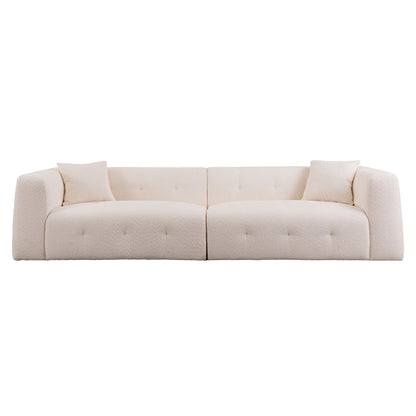 Stylish Sofa With Square Design And Thick Handrailing For Living Room Or Office - Beige
