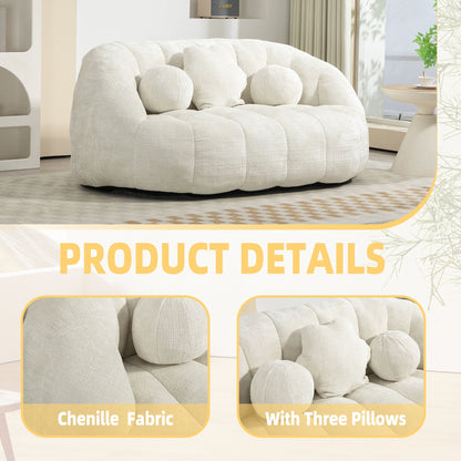High Back Bean Bag Sofa Couch For Adults And Kids, Comfortable Lounger, Indoor & Outdoor Use - White
