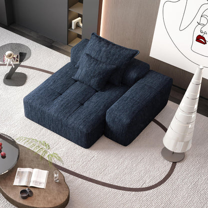 Modern Oversized Modular Sectional Sofa, Sparkling Chenille Fabric Soft Cushion Sofa With 2 Pillows, Diy Combination Tufted Sofa, No Assembly Required - Blue