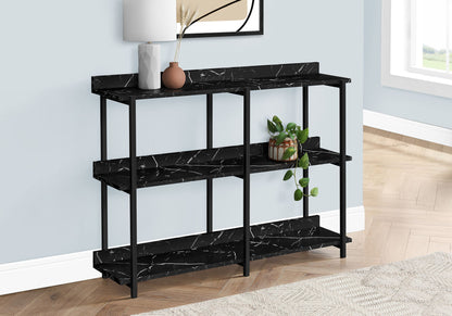 Accent Console Table For Entryway, Marble Look Contemporary & Modern - Black