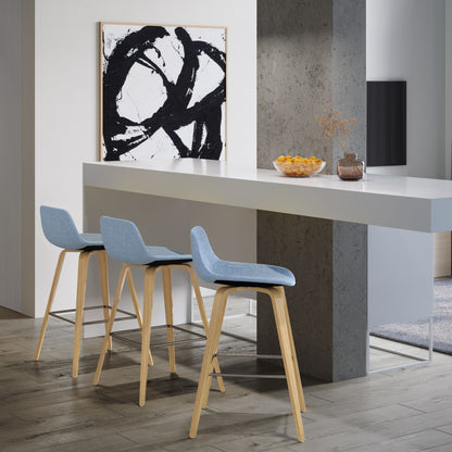 Randolph - Upholstered Bentwood Counter / Bar Height Stool (Set of 2) - Blue