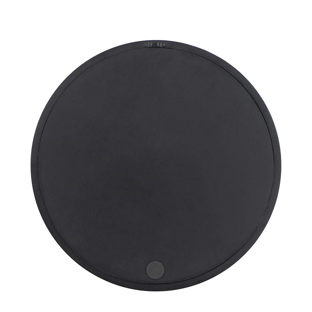 Circle Wall Mirror With Wooden Frame, Wall Mirror For Living Room - Black