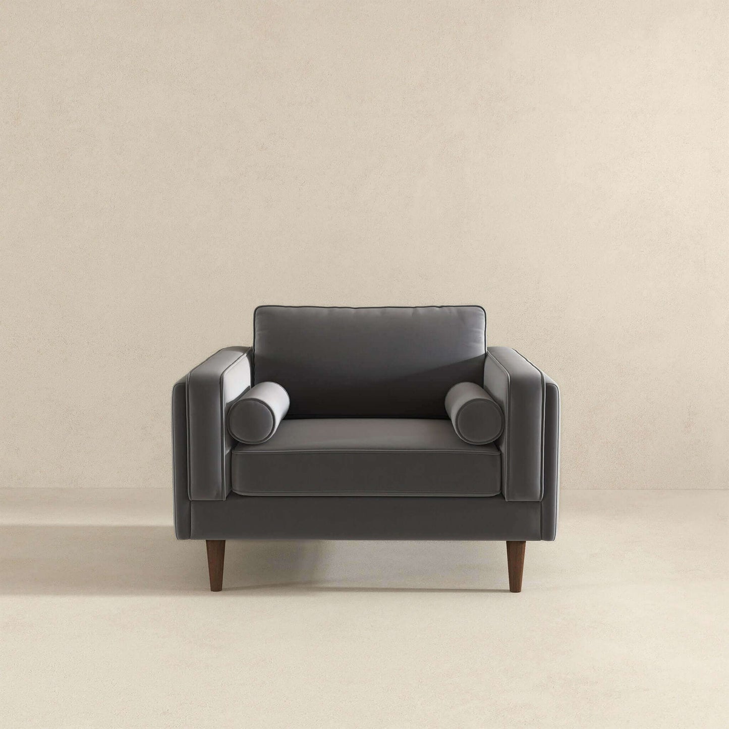 Amber - Velvet Lounge Chair - Brown / Gray