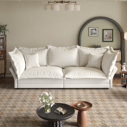 Modern Comfy Upholstered Sofa Cloud Couch, Deep Seat Couches With Multiple Large Soft Pillows, Convertible Deep Seat Chaise Longue For Living Room - Beige