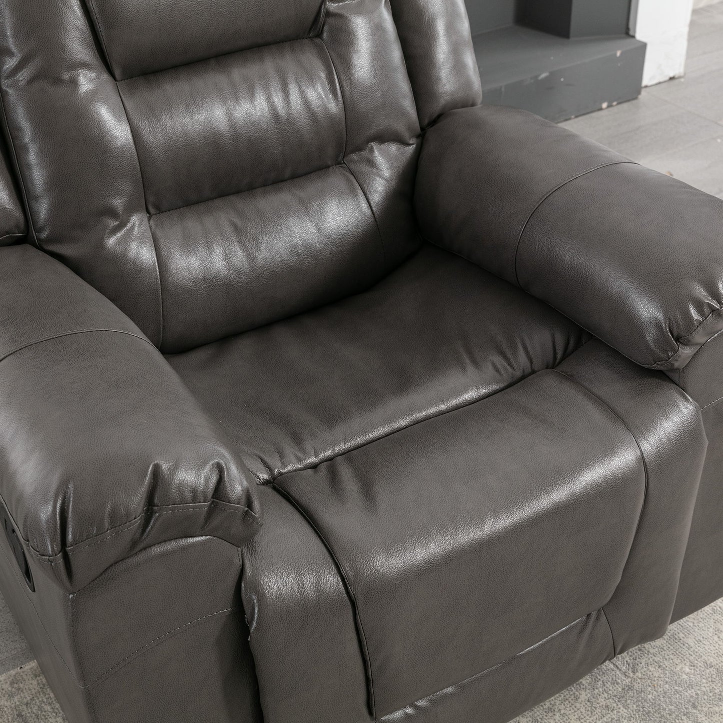 2 Seater Home Theater Recliner Manual Recliner Chair With A Storage Box And Two Cup Holders For Living Room - Gray