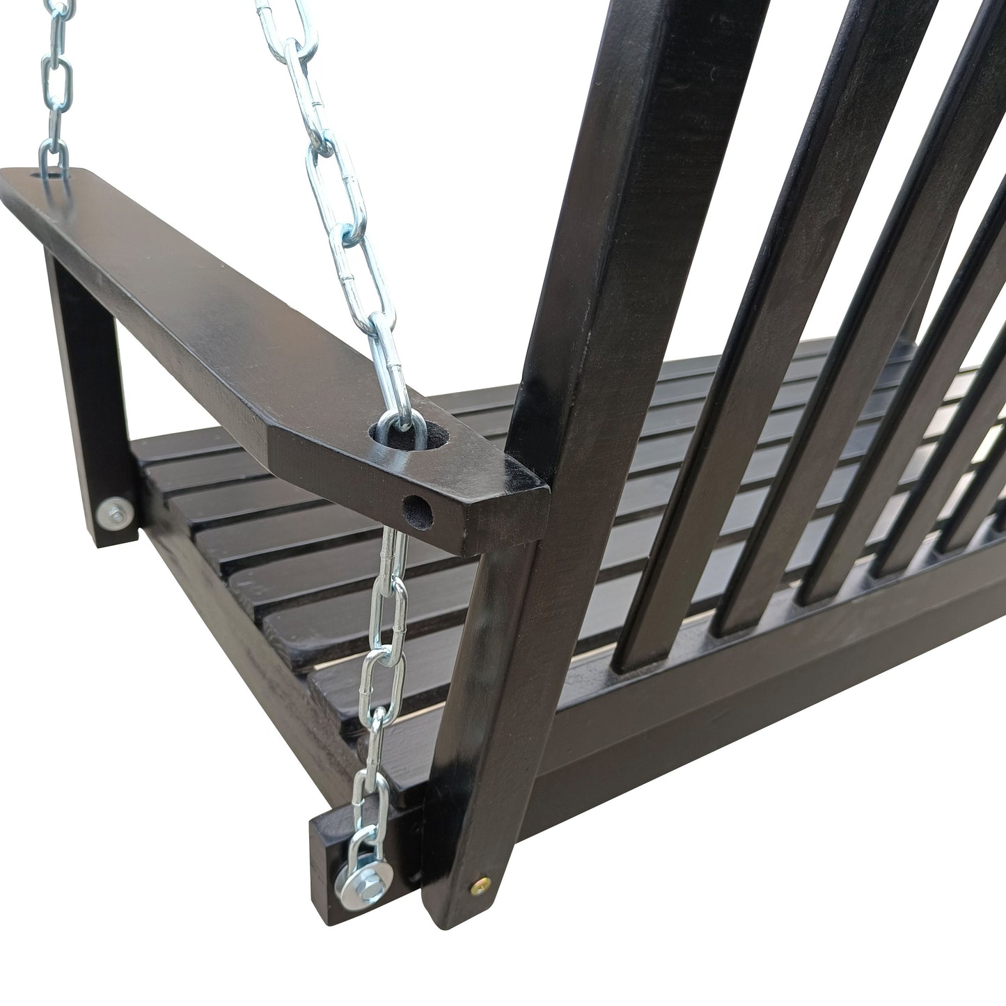 Front Porch Swing With Armrests For Outdoor Patio, Garden Yard, Backyard Or Sunroom - Black