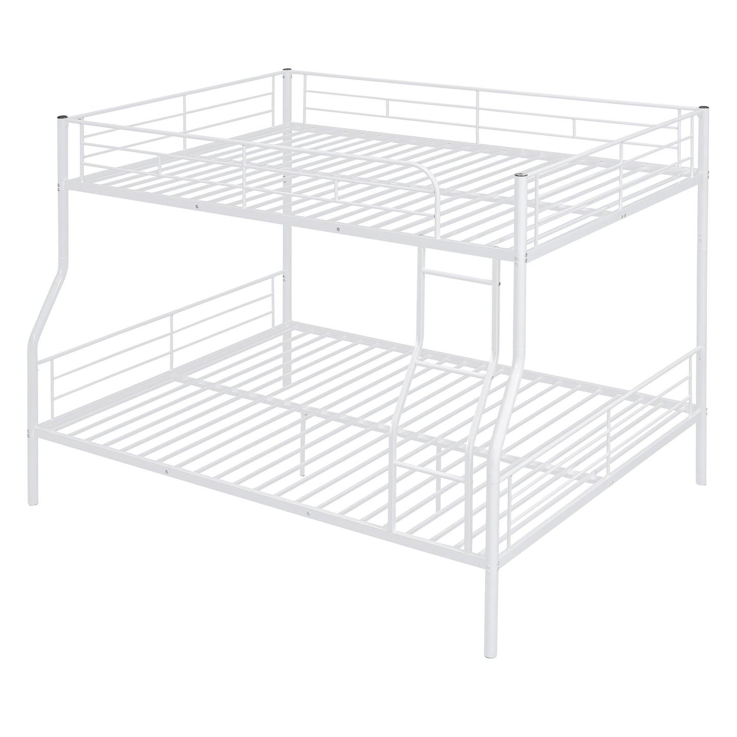 Full Long Over Queen Metal Bunk Bed - White